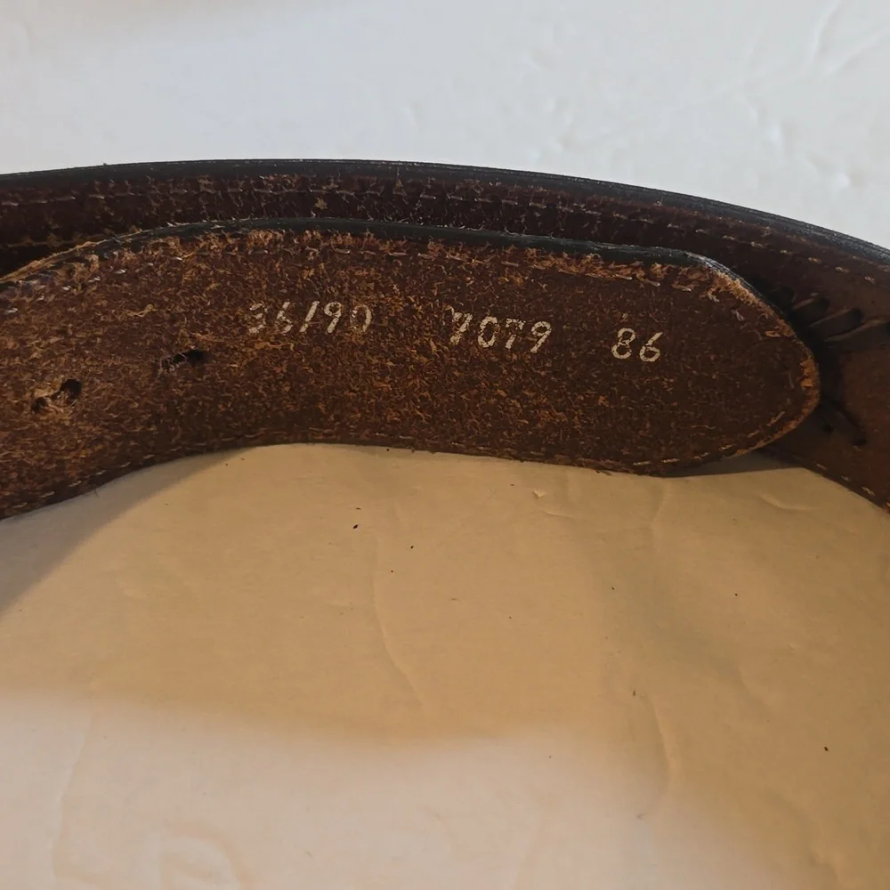 Mens Brown Premium Woven Leather Western Belt With Silver Buckle Sz.L/XL
